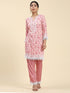 Samma Chikankari Co-ord set in Cotton for Women- Peach